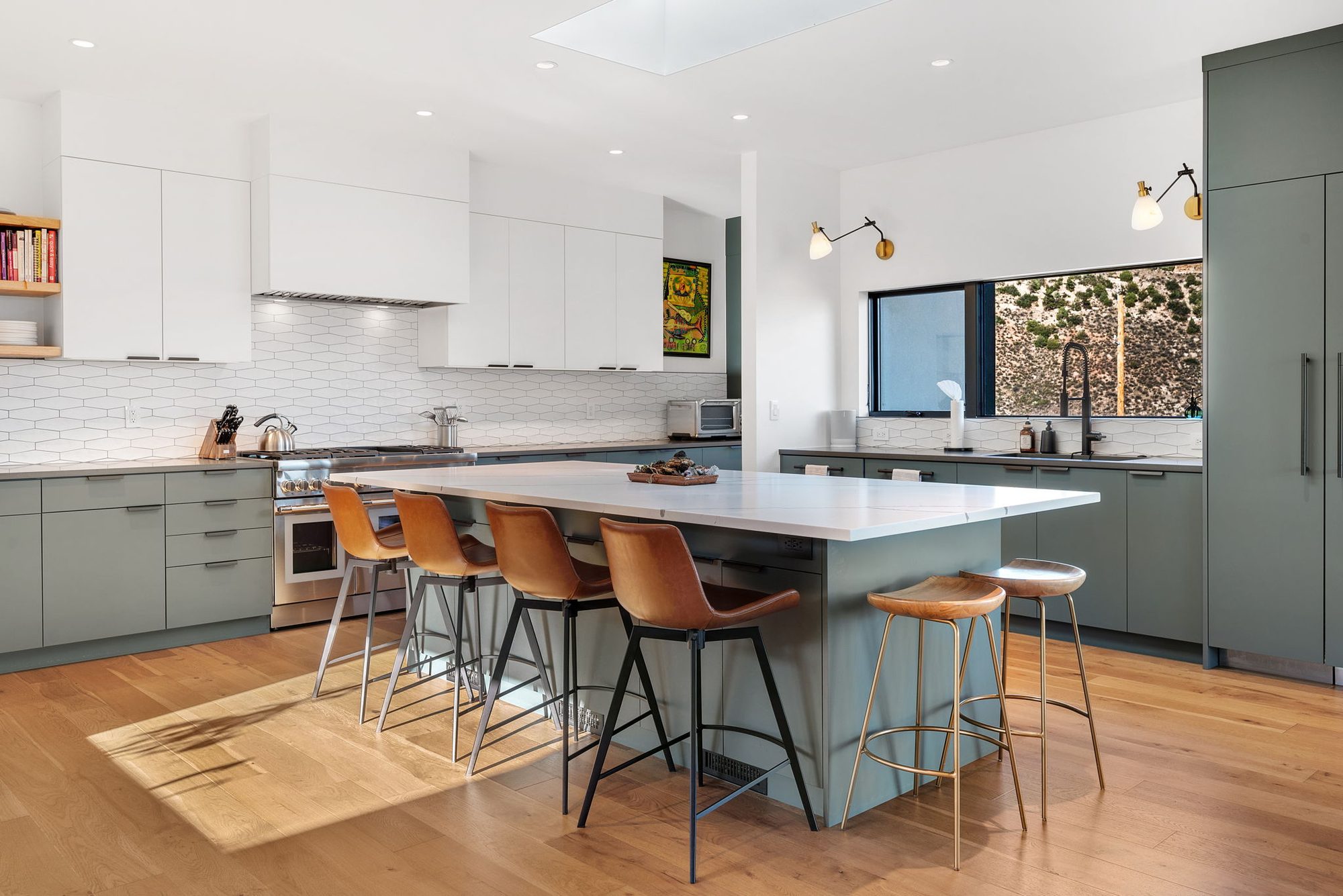 Kitchen island with counter stools